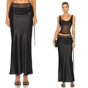 Christopher Esber Cowl Lingerie Silk Charcoal Black Maxi Skirt Size 4